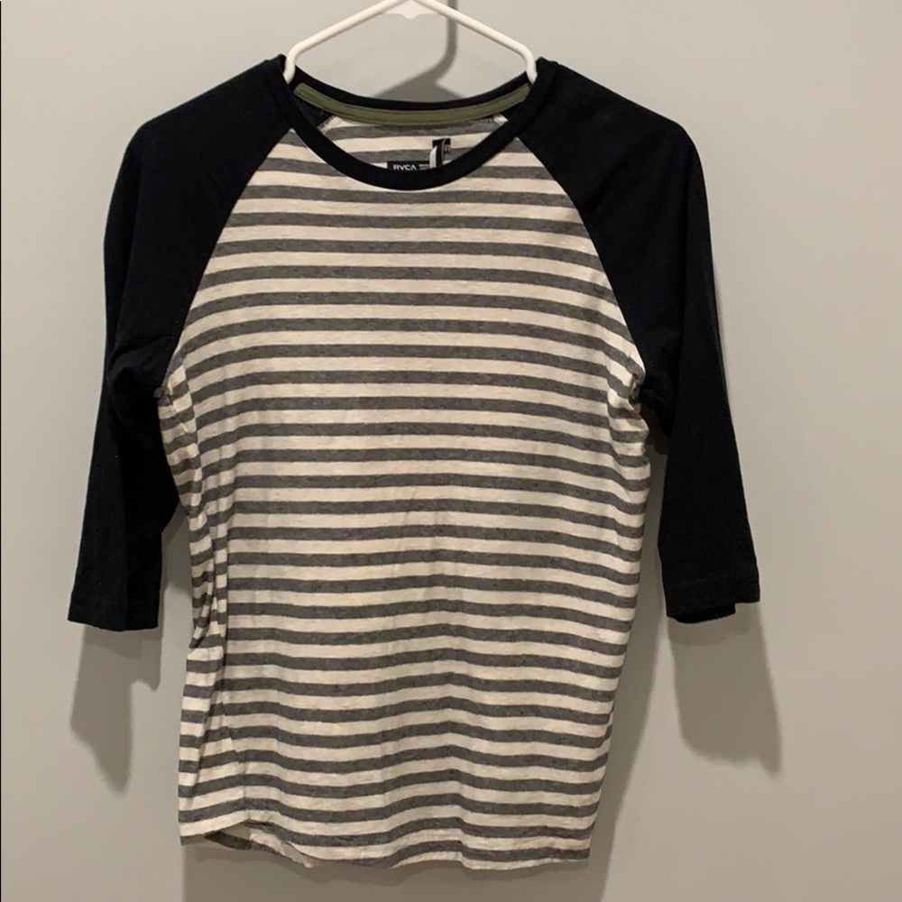 Boys' RVCA Black & White Stripe Baseball T-Shirt